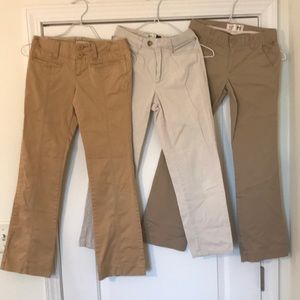 3 pairs, Girls Khaki pants, size 10.